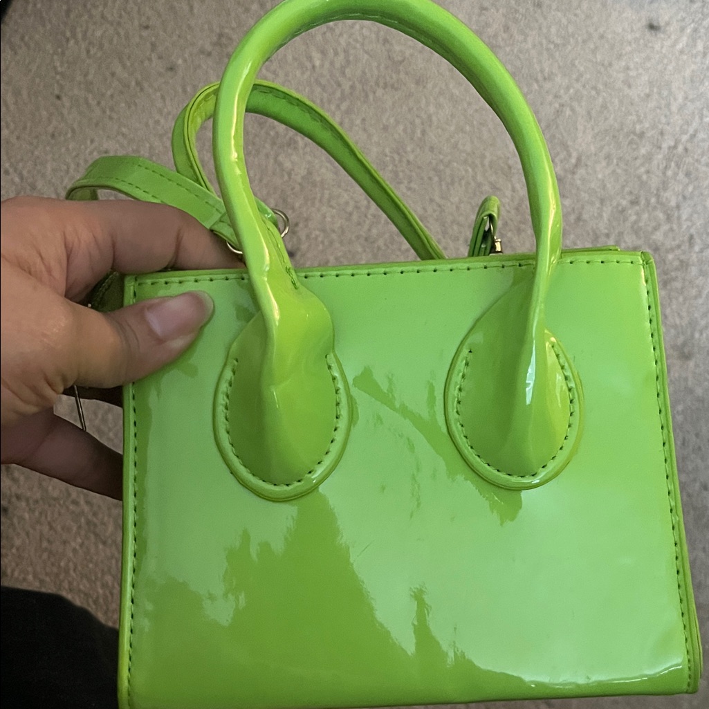 Lime Green Patent Leather Mini Tote Bag